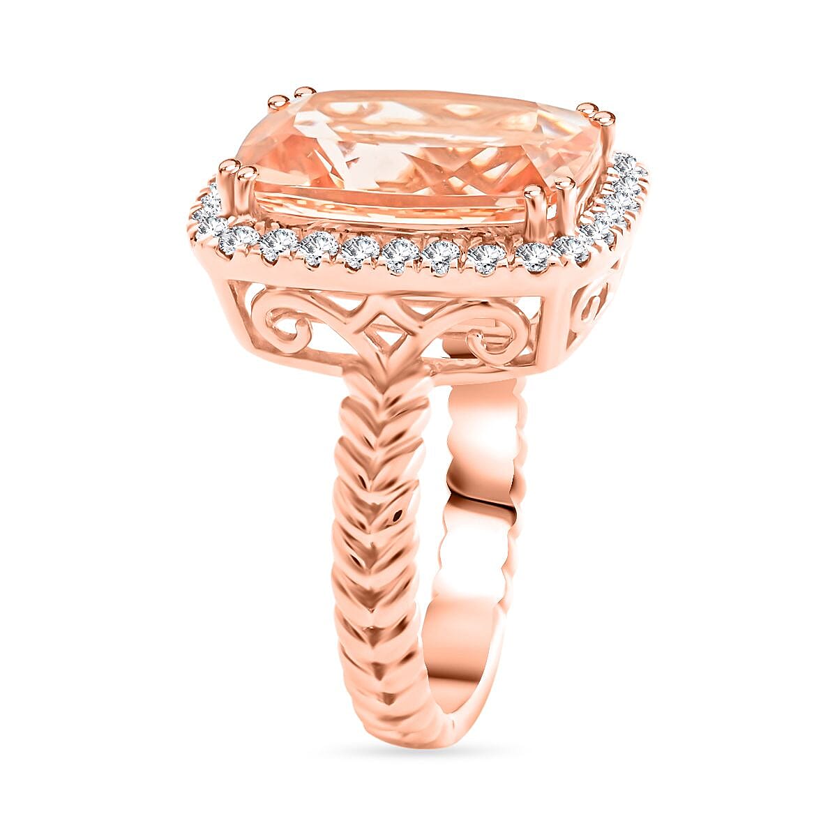 Certified & Appraised Luxoro 14K Rose Gold AAA Marropino Morganite and G-H I2 Diamond Ring (Size 9.0) 5.55 Grams 6.10 ctw image number 3