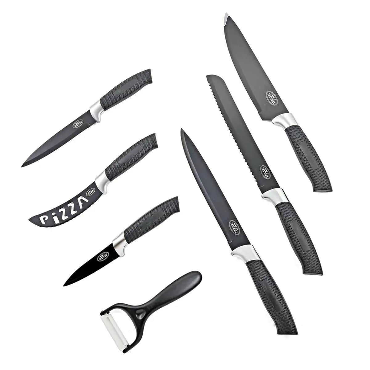 Black and Silver 7pc Kitchen Knife Set image number 0