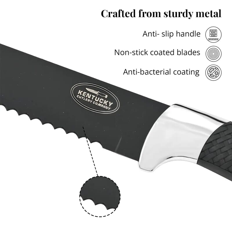 Closeout Black and Silver 7pc Kitchen Knife Set