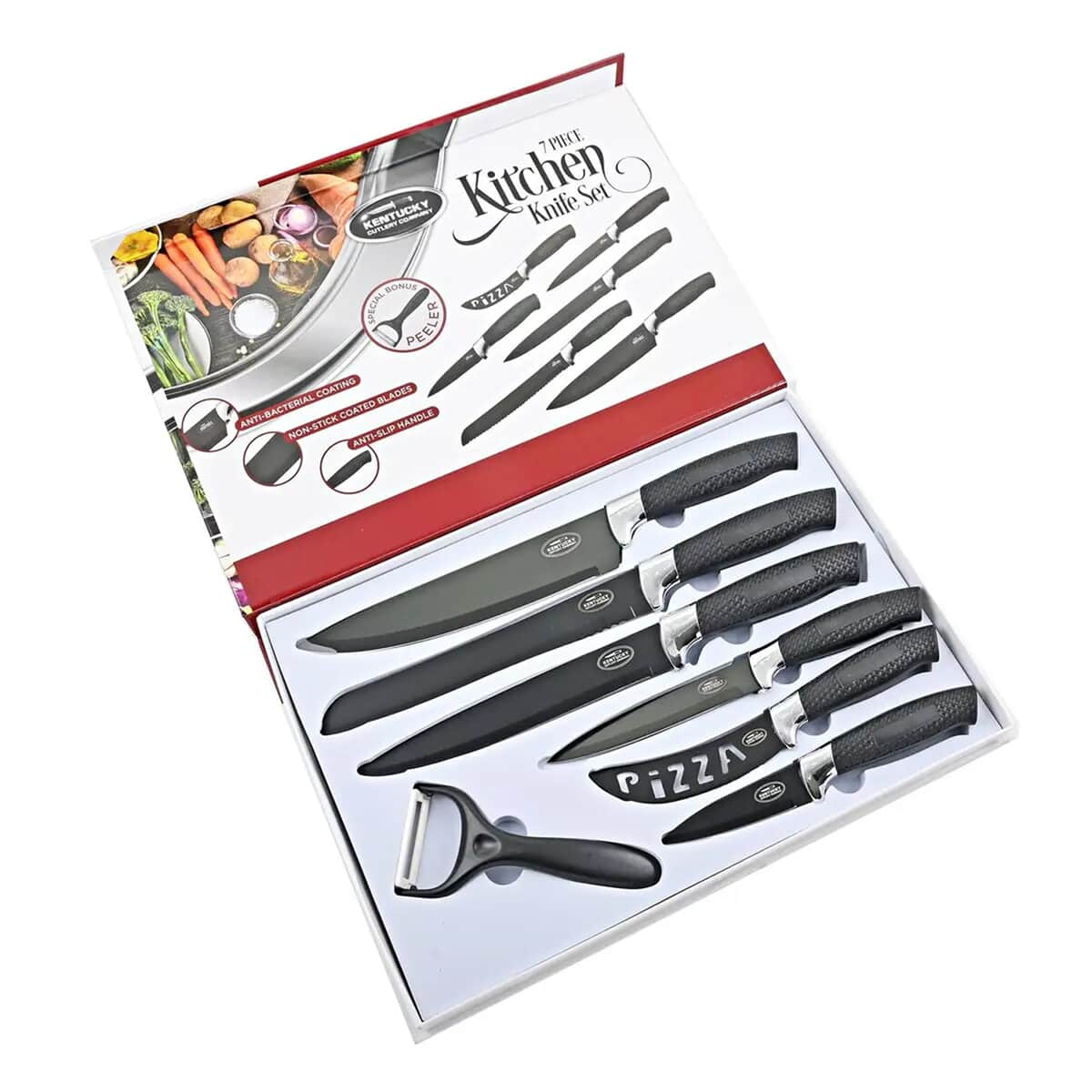 Black and Silver 7pc Kitchen Knife Set image number 5