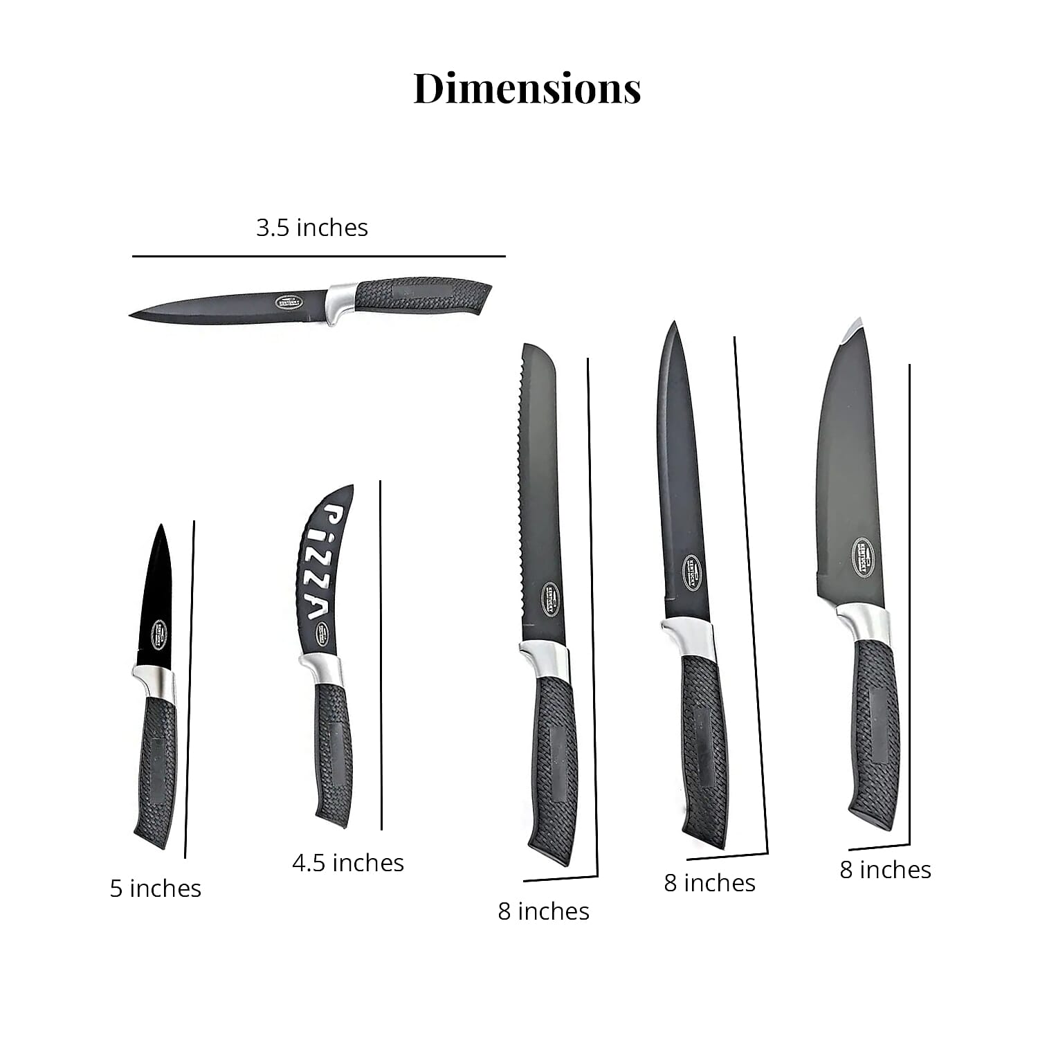 Closeout Black and Silver 7pc Kitchen Knife Set