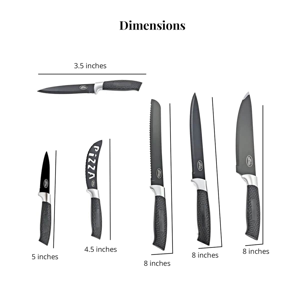 Black and Silver 7pc Kitchen Knife Set image number 6