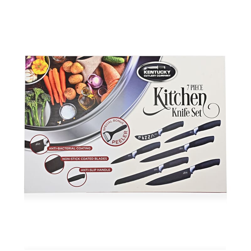 Closeout Black and Silver 7pc Kitchen Knife Set
