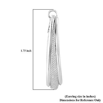 Sparkly White Austrian Crystal Infinity Inside Out Hoop Earrings in Silvertone
