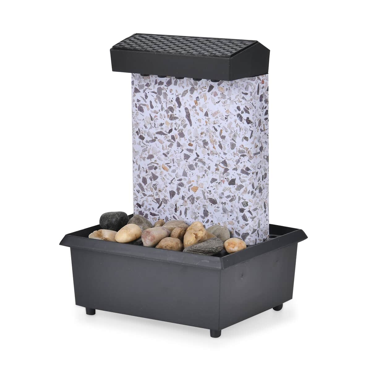 Black, Gray Wall and Gravel Mini Water Fountain with LED Light image number 3