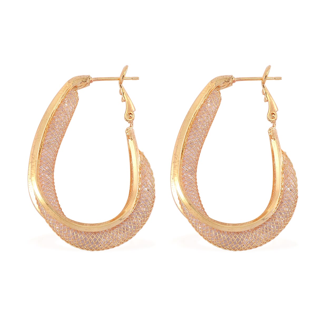 Sparkly White Austrian Crystal Infinity Inside Out Hoop Earrings in Goldtone image number 3