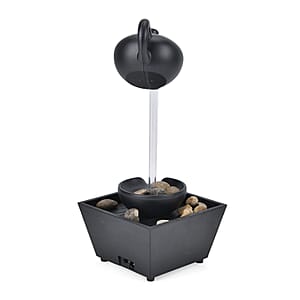 Symphony Home Black Hanging Teapot Mini Water Fountain with LED Light