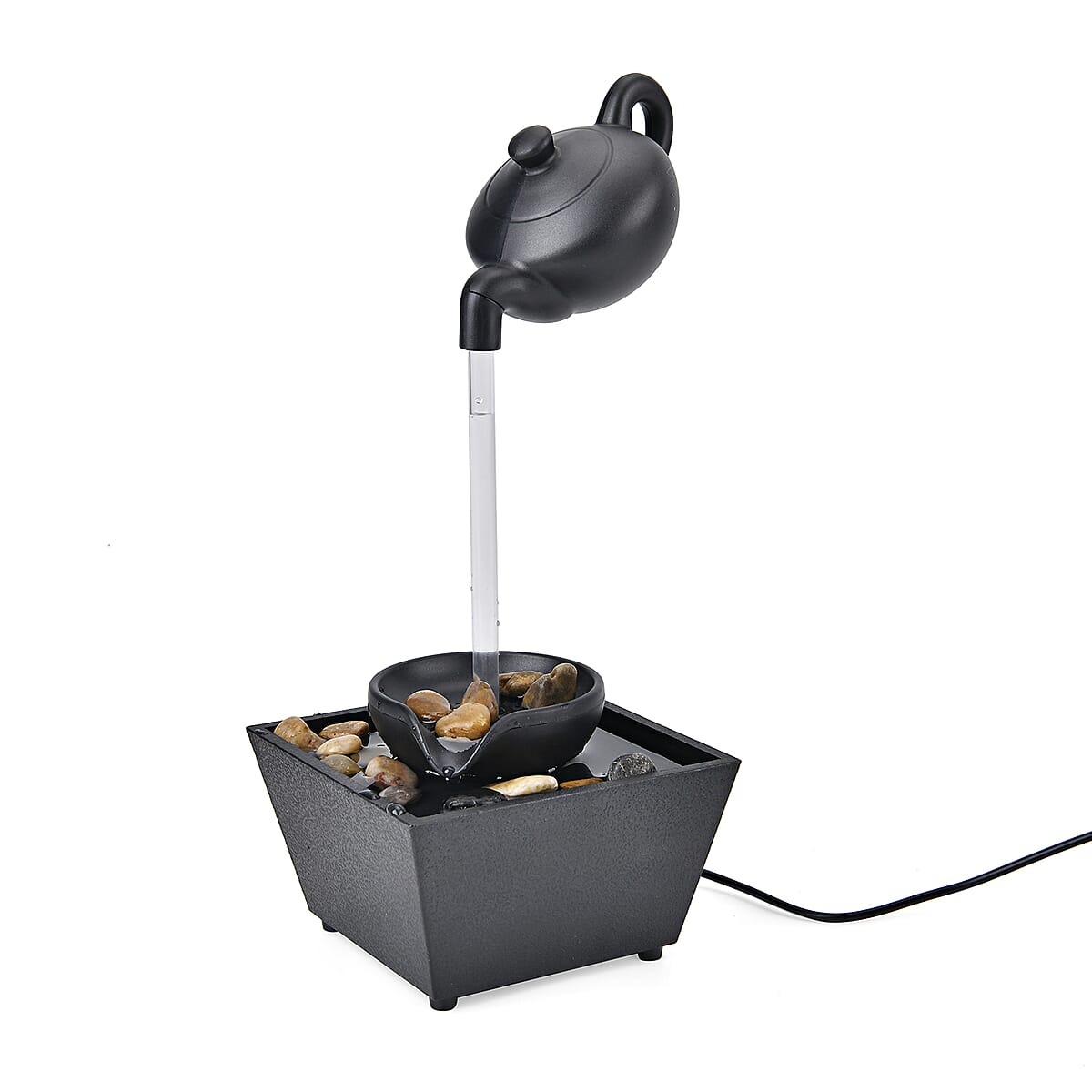 Symphony Home Black Hanging Teapot Mini Water Fountain with LED Light image number 4