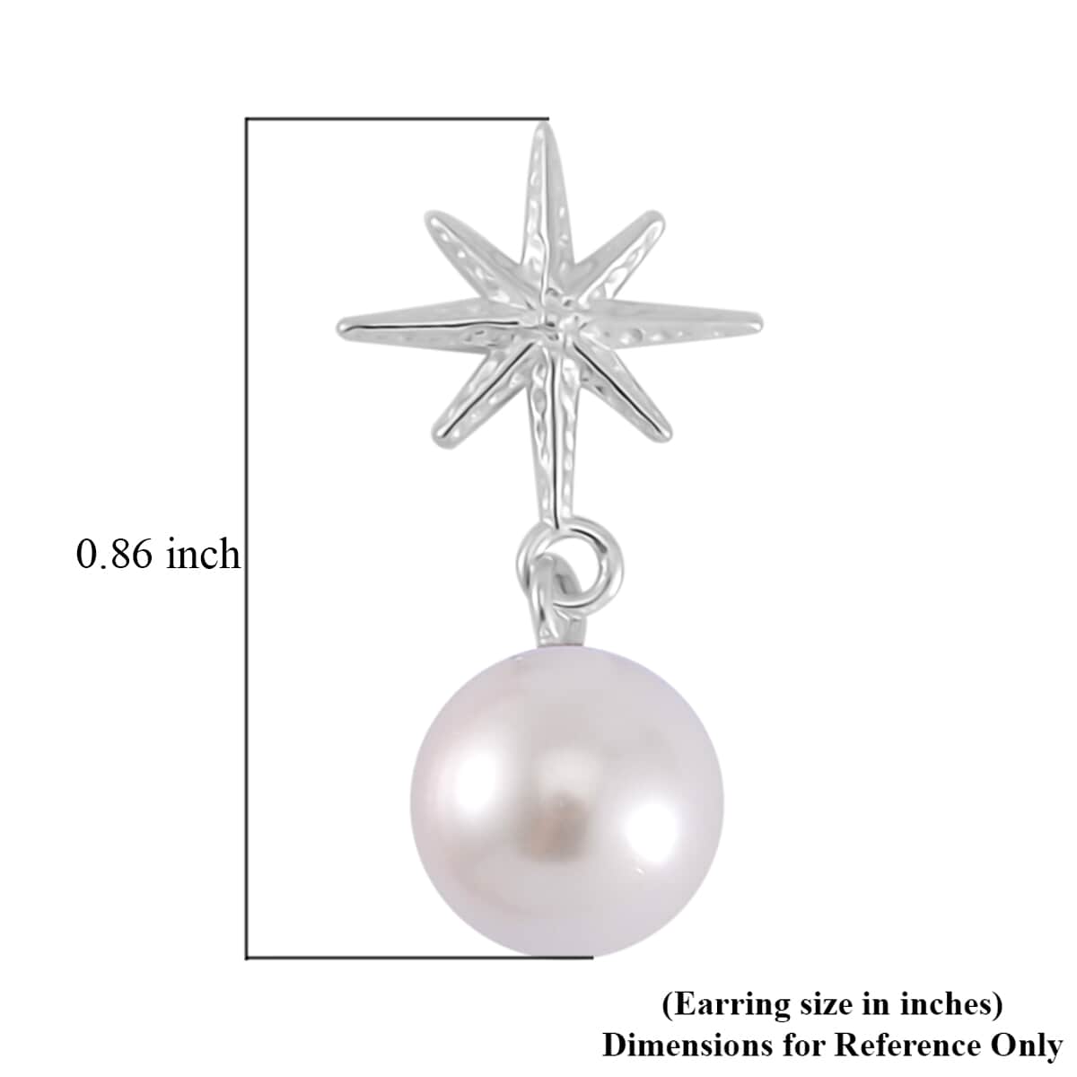 White Shell Pearl Star Earrings in Rhodium Over Sterling Silver image number 5