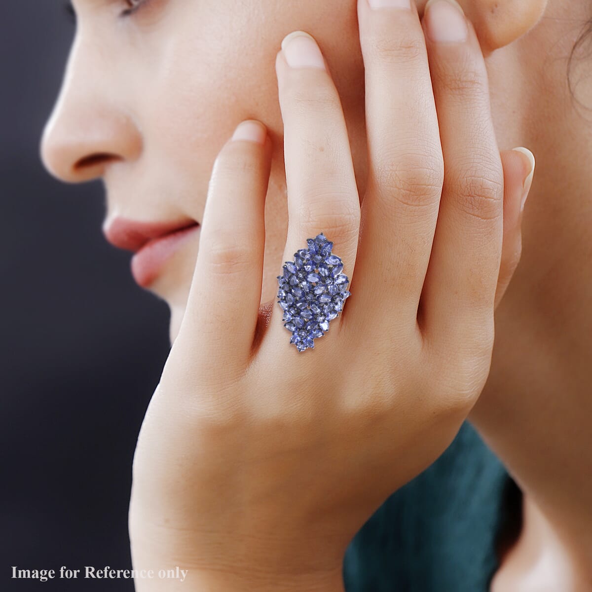 Tanzanite Elongated Floral Ring in Platinum Over Sterling Silver (Size 9.0) 9.20 ctw image number 1