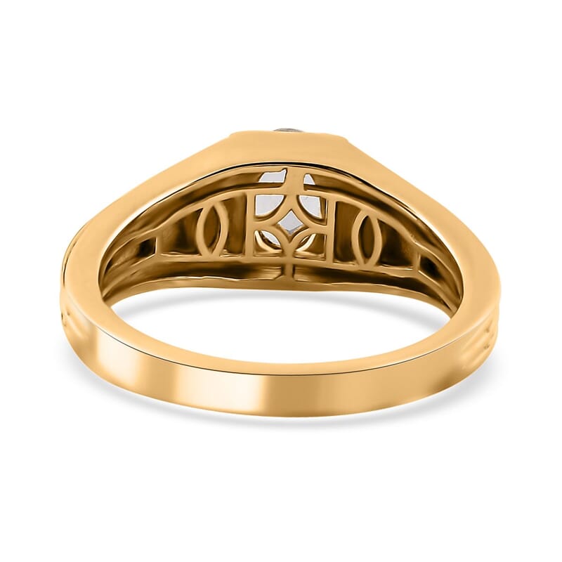 Mexican Hyalite Opal Solitaire Men's Ring in Vermeil Yellow Gold Over Sterling Silver (Size 10.0) with Free UV Flash Light 0.60 ctw