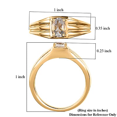 Mexican Hyalite Opal Solitaire Men's Ring in Vermeil Yellow Gold Over Sterling Silver (Size 10.0) with Free UV Flash Light 0.60 ctw
