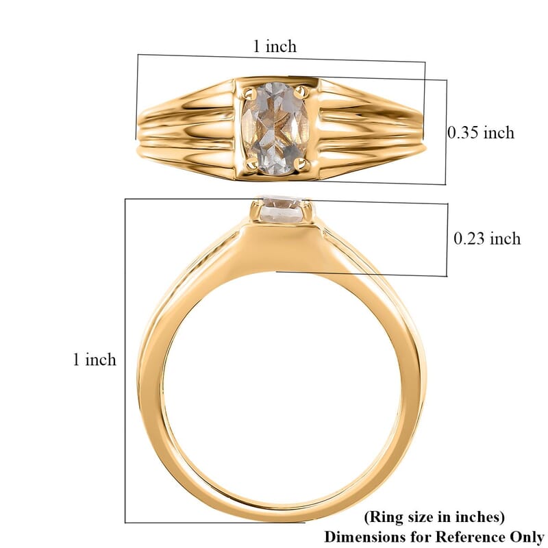 Mexican Hyalite Opal Solitaire Men's Ring in Vermeil Yellow Gold Over Sterling Silver (Size 10.0) with Free UV Flash Light 0.60 ctw