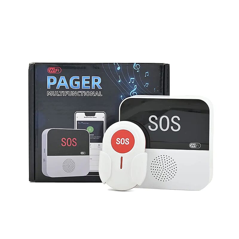 Wifi  Multifunctional Pager Receiver Supported by Smartphone APP, Call Button, Emergency Alert Button