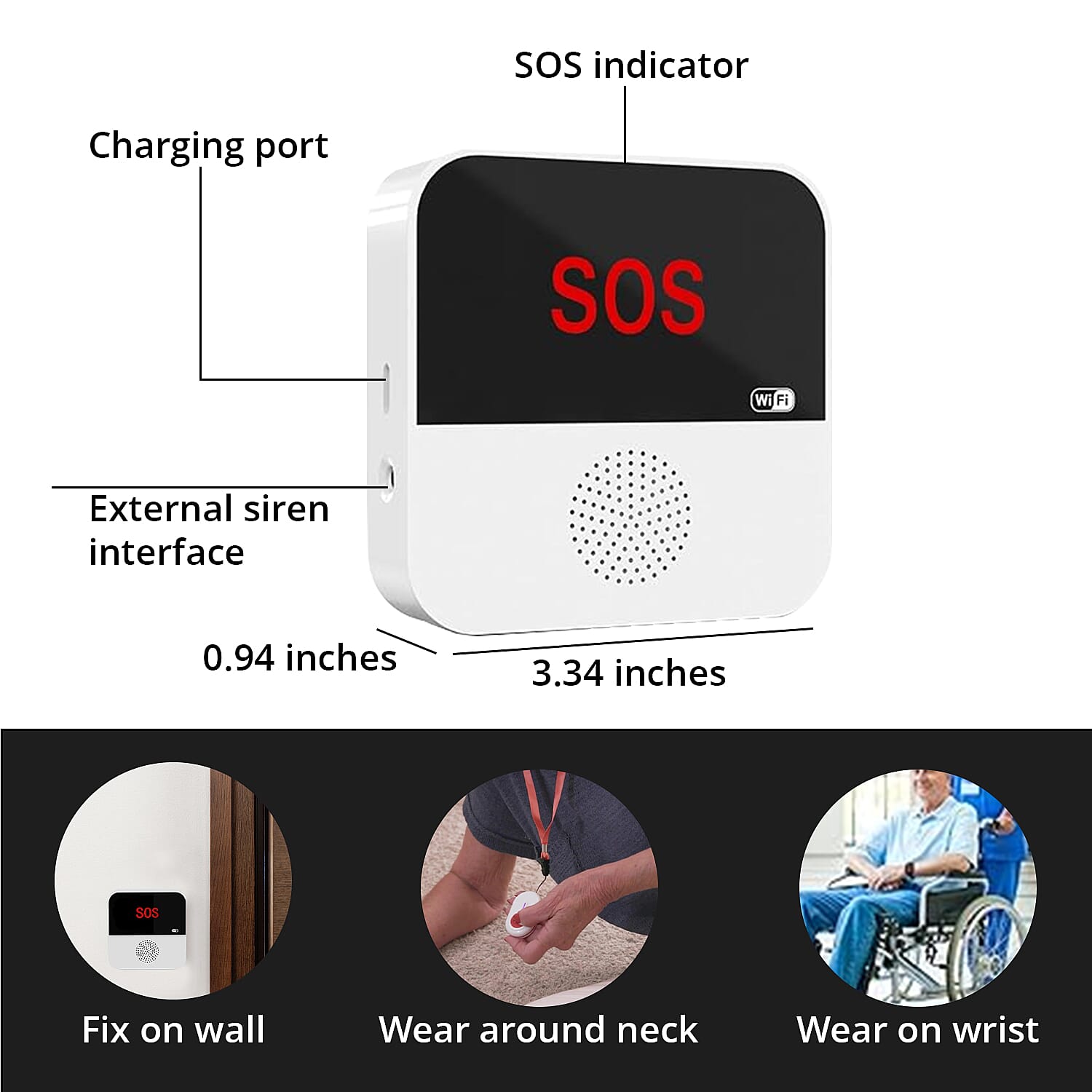 Wifi  Multifunctional Pager Receiver Supported by Smartphone APP, Call Button, Emergency Alert Button