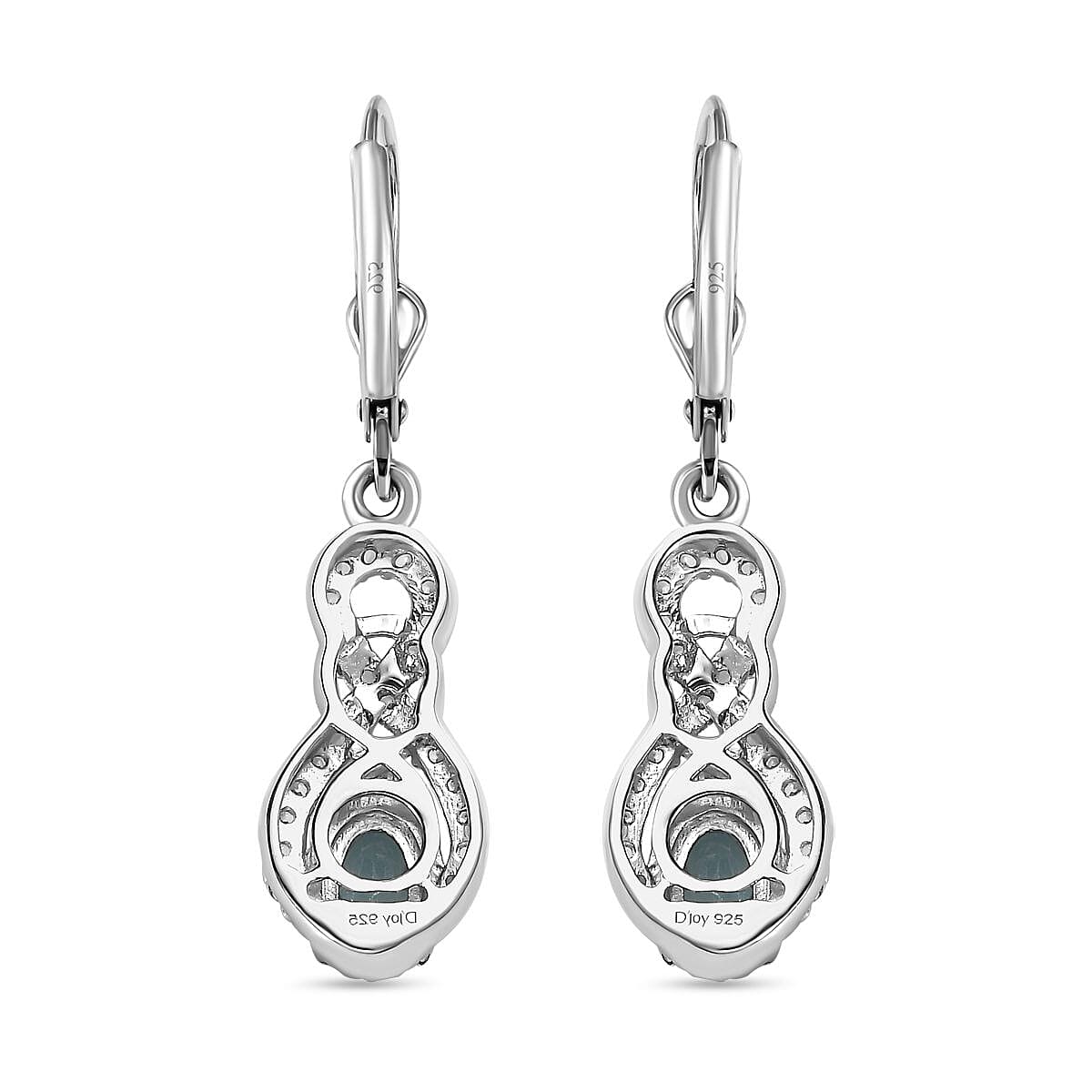 Premium Grandidierite and White Zircon Lever Back Earrings in Platinum Over Sterling Silver 1.25 ctw