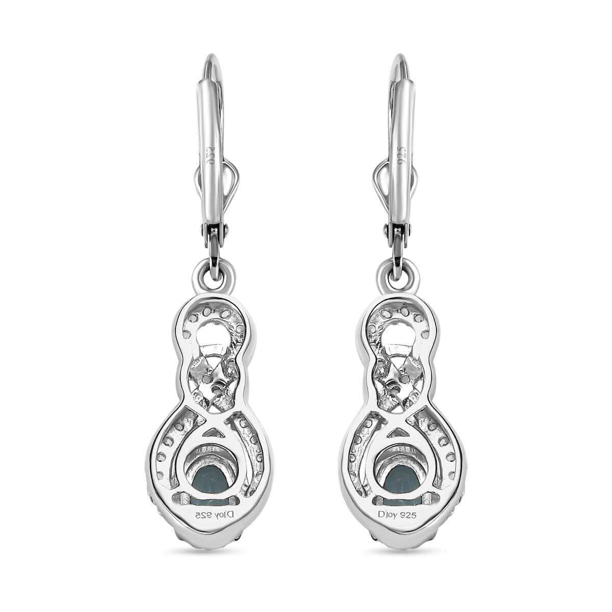 Premium Grandidierite and White Zircon Lever Back Earrings in Platinum Over Sterling Silver 1.25 ctw image number 3