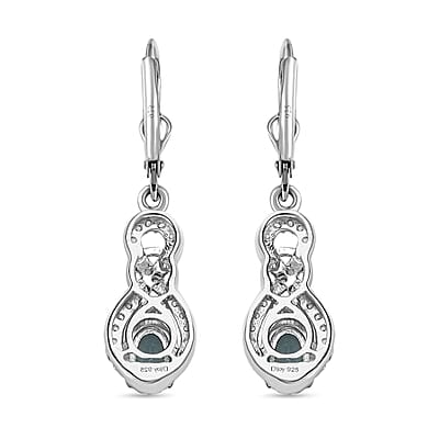 Premium Grandidierite and White Zircon Lever Back Earrings in Platinum Over Sterling Silver 1.25 ctw