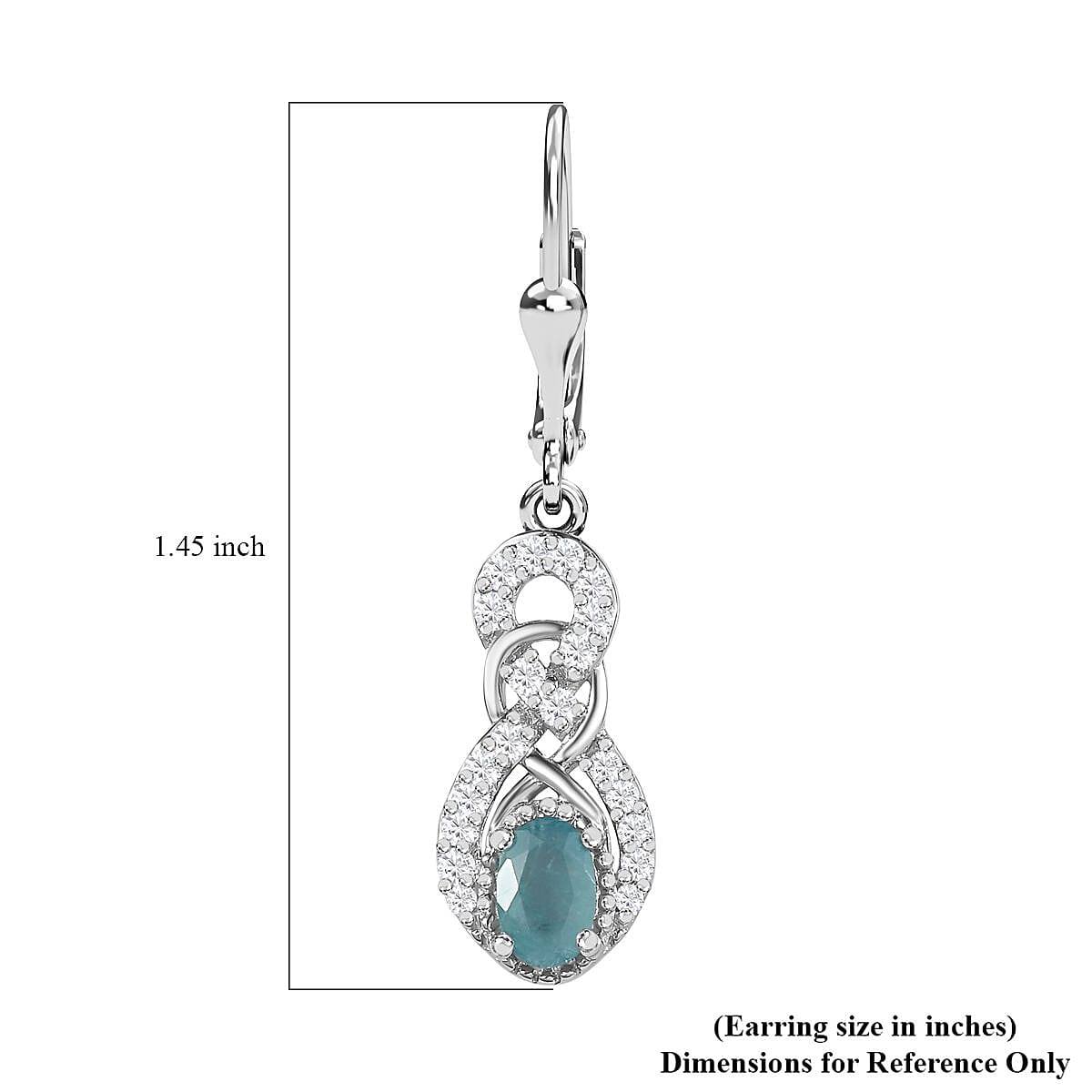 Premium Grandidierite and White Zircon Lever Back Earrings in Platinum Over Sterling Silver 1.25 ctw