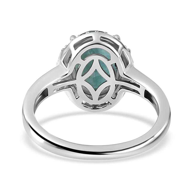 Premium Grandidierite and White Zircon Ring in Platinum Over Sterling Silver (Size 10.0) 2.30 ctw