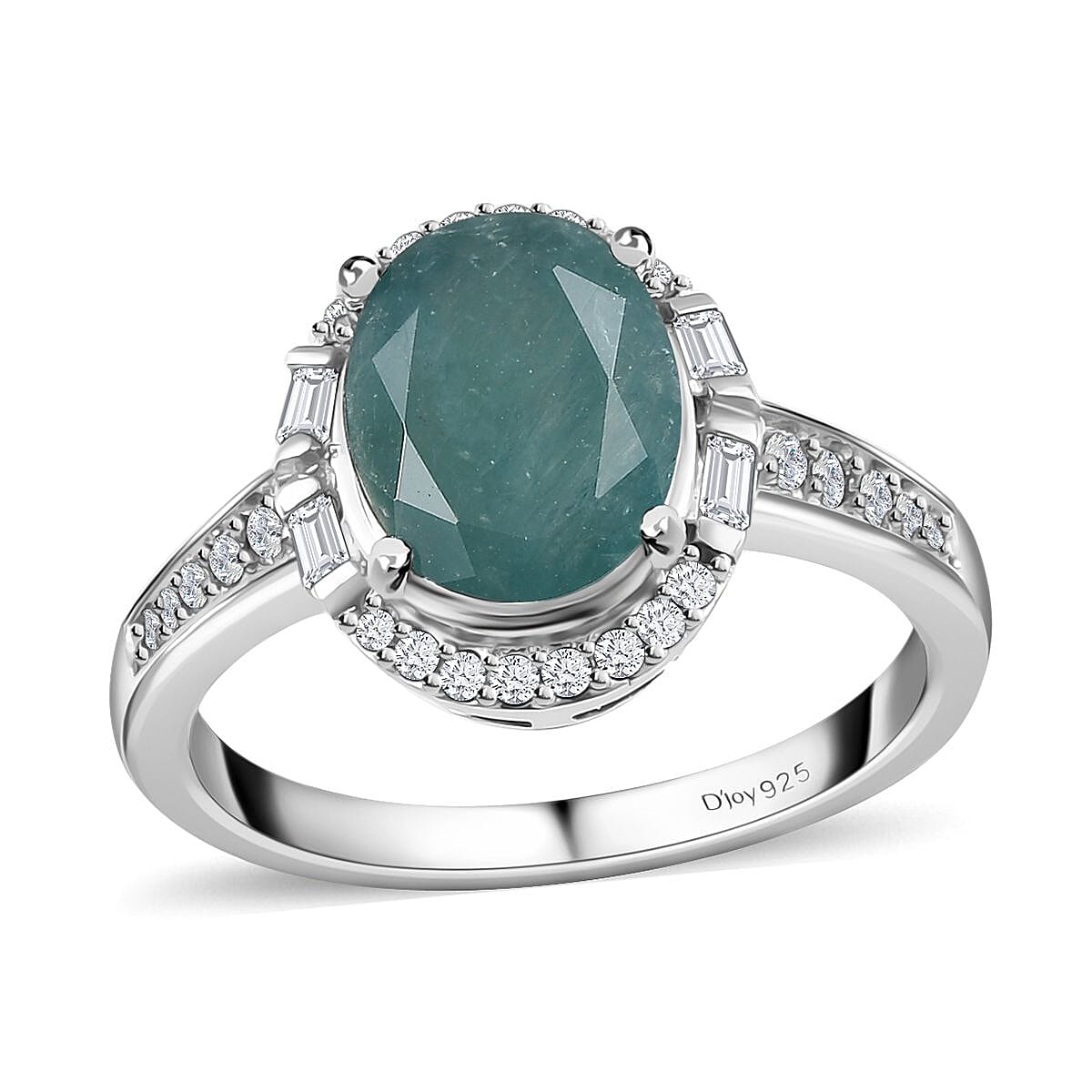 Premium Grandidierite and White Zircon Ring in Platinum Over Sterling Silver (Size 5.0) 2.30 ctw image number 0