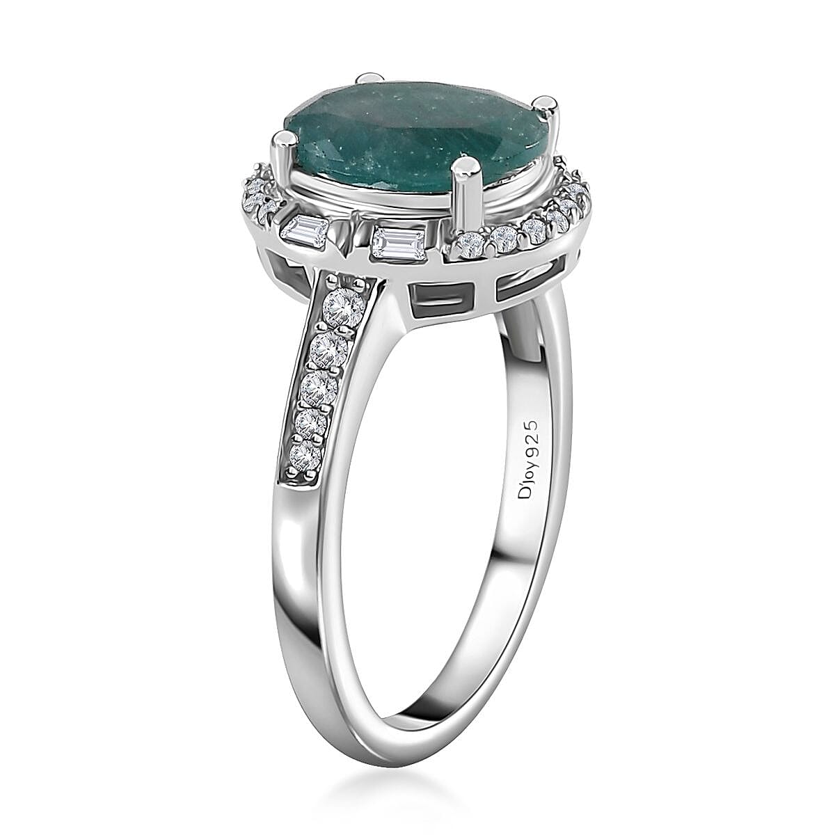 Premium Grandidierite and White Zircon Ring in Platinum Over Sterling Silver (Size 5.0) 2.30 ctw image number 3