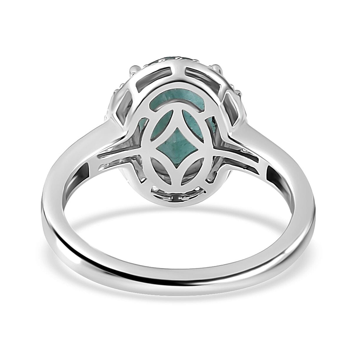 Premium Grandidierite and White Zircon Ring in Platinum Over Sterling Silver (Size 5.0) 2.30 ctw image number 4