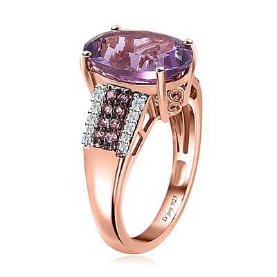 Premium Rose De France Amethyst and Multi Gemstone Ring in Vermeil Rose Gold Over Sterling Silver (Size 10.0) 6.00 ctw