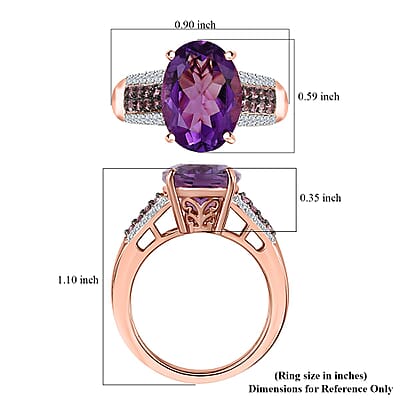 Premium Rose De France Amethyst and Multi Gemstone Ring in Vermeil Rose Gold Over Sterling Silver (Size 10.0) 6.00 ctw