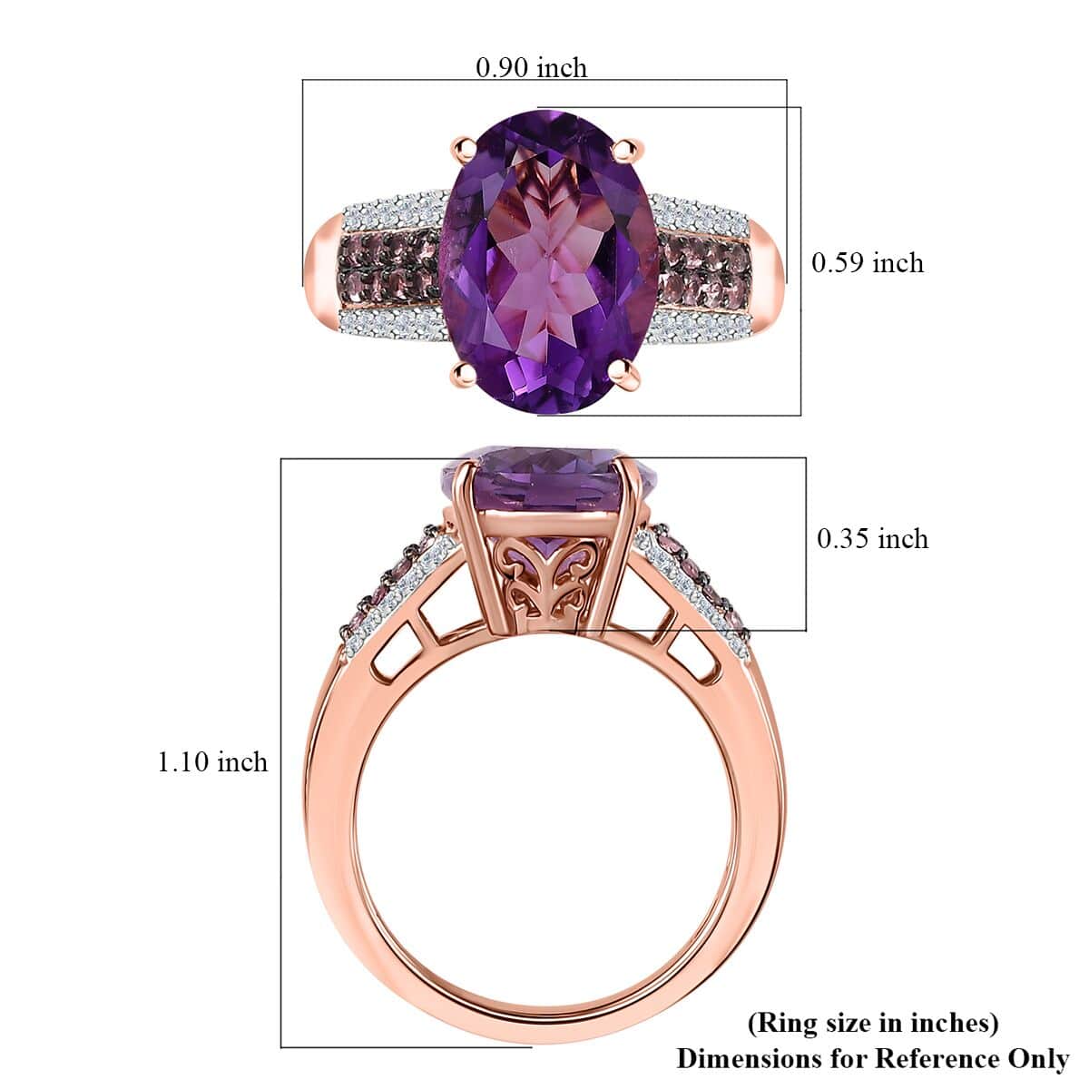 Premium Rose De France Amethyst and Multi Gemstone Ring in Vermeil Rose Gold Over Sterling Silver (Size 10.0) 6.00 ctw image number 5