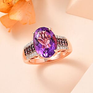 Premium Rose De France Amethyst and Multi Gemstone Ring in Vermeil Rose Gold Over Sterling Silver (Size 9.0) 6.00 ctw