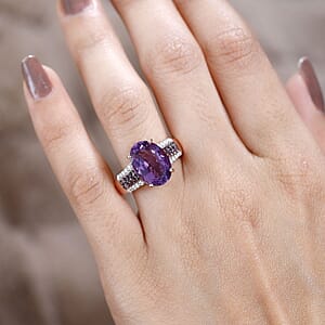 Premium Rose De France Amethyst and Multi Gemstone Ring in Vermeil Rose Gold Over Sterling Silver (Size 9.0) 6.00 ctw