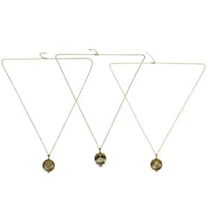 Set of 3 Vintage Hollow-Out Necklace 36 Inches with 5X Magnifying Lens in Goldtone