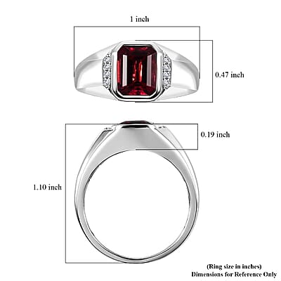 Luxoro AAA Ouro Fino Rubellite and G-H I2 Diamond 2.90 ctw Men's Ring in 14K White Gold (Size 10.0) 5.85 Grams