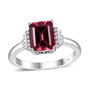 Luxoro AAA Ouro Fino Rubellite and G-H I2 Diamond 2.90 ctw Ring in 14K White Gold (Size 10.0)