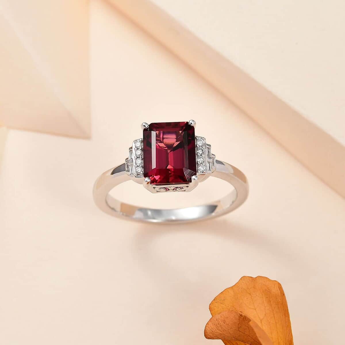 Luxoro AAA Ouro Fino Rubellite and G-H I2 Diamond 2.90 ctw Ring in 14K White Gold (Size 10.0) image number 1