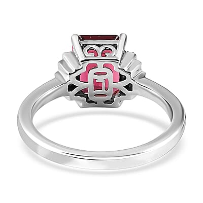 Luxoro AAA Ouro Fino Rubellite and G-H I2 Diamond 2.90 ctw Ring in 14K White Gold (Size 10.0)