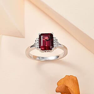 Luxoro AAA Ouro Fino Rubellite and G-H I2 Diamond 2.90 ctw Ring in 14K White Gold (Size 8.0)