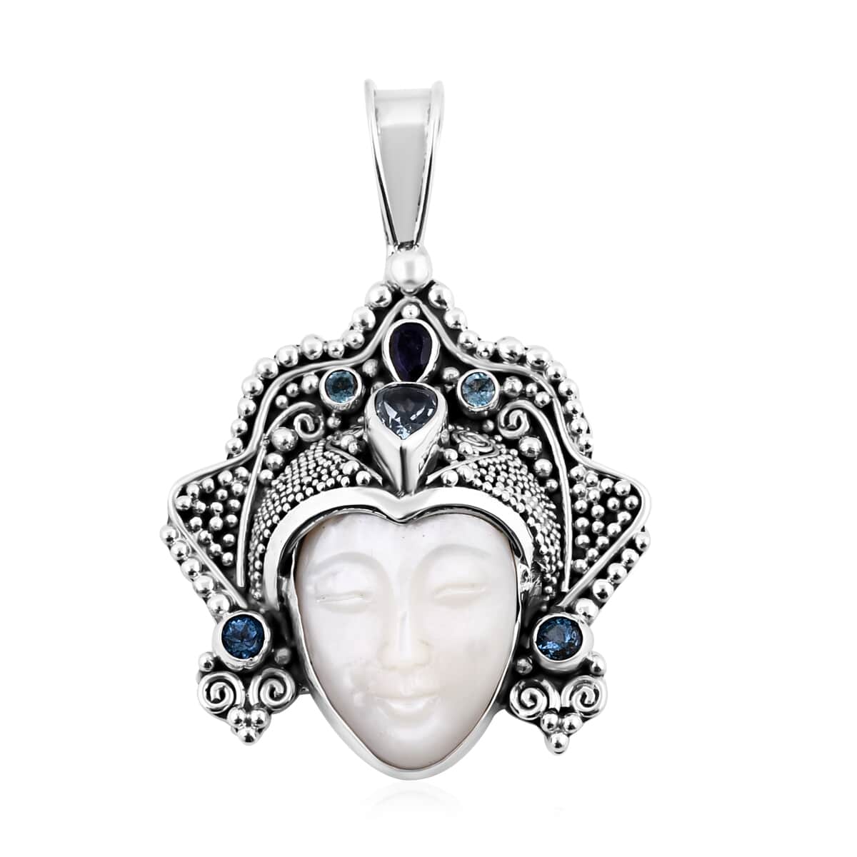Sajen Silver Mother Of Pearl and Multi Gemstone Pendant in Sterling Silver 2.90 ctw image number 0