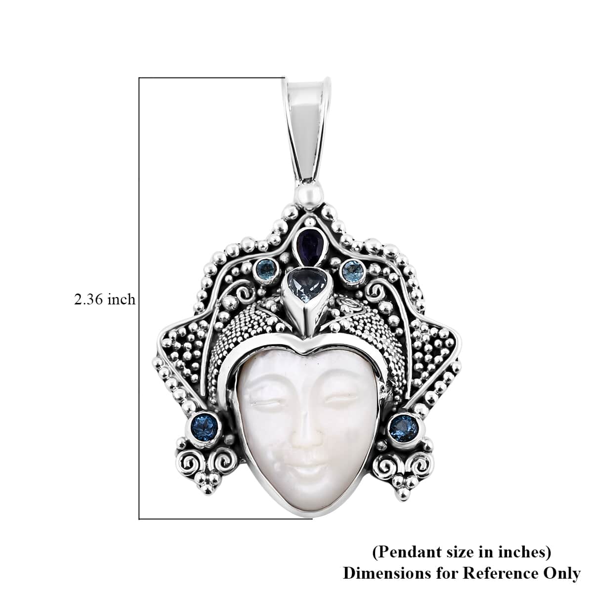 Sajen Silver Mother Of Pearl and Multi Gemstone Pendant in Sterling Silver 2.90 ctw image number 5