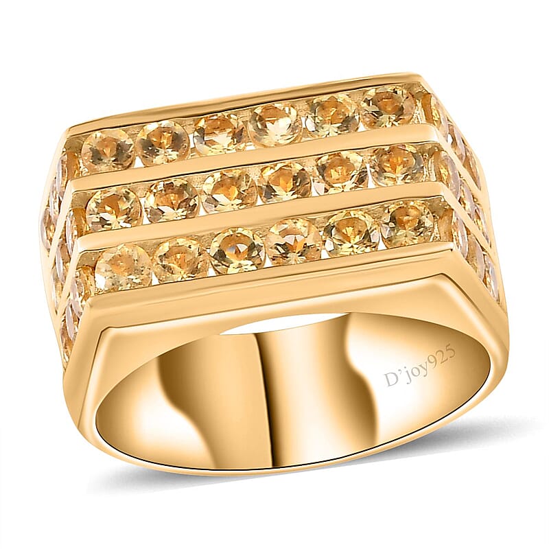 Brazilian Heliodor Men's Ring in Vermeil Yellow Gold Over Sterling Silver (Size 10.0) 4.00 ctw