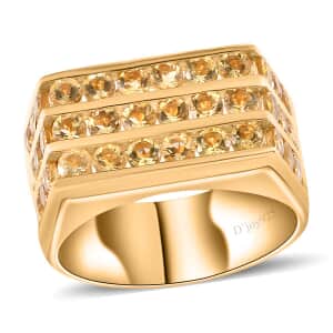 Brazilian Heliodor Men's Ring in Vermeil Yellow Gold Over Sterling Silver (Size 10.0) 4.00 ctw