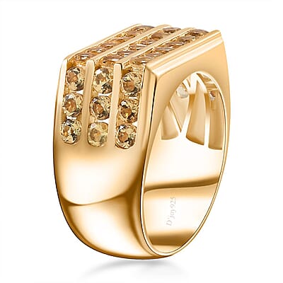 Brazilian Heliodor Men's Ring in Vermeil Yellow Gold Over Sterling Silver (Size 10.0) 4.00 ctw