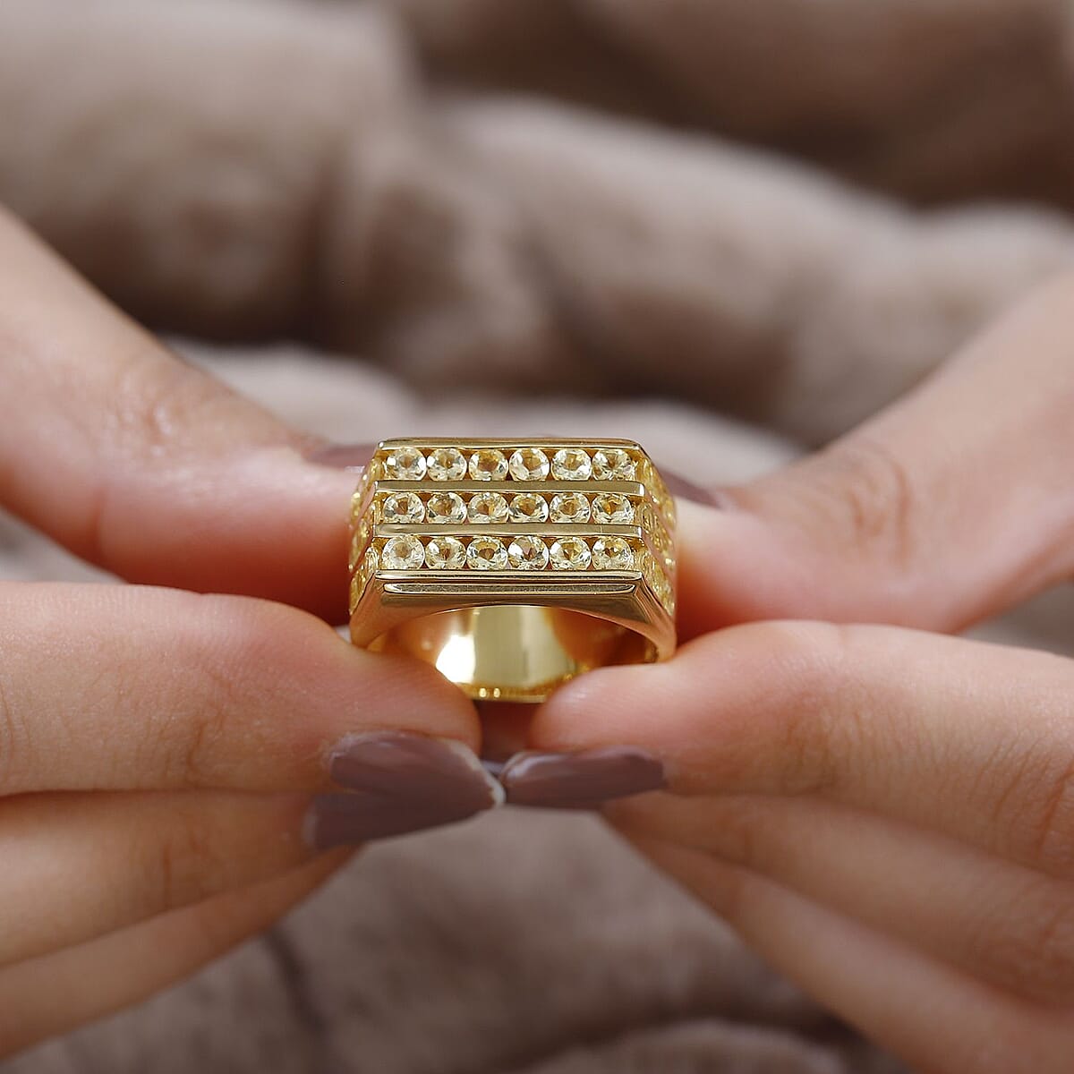 Brazilian Heliodor Men's Ring in Vermeil Yellow Gold Over Sterling Silver (Size 13.0) 4.00 ctw image number 2