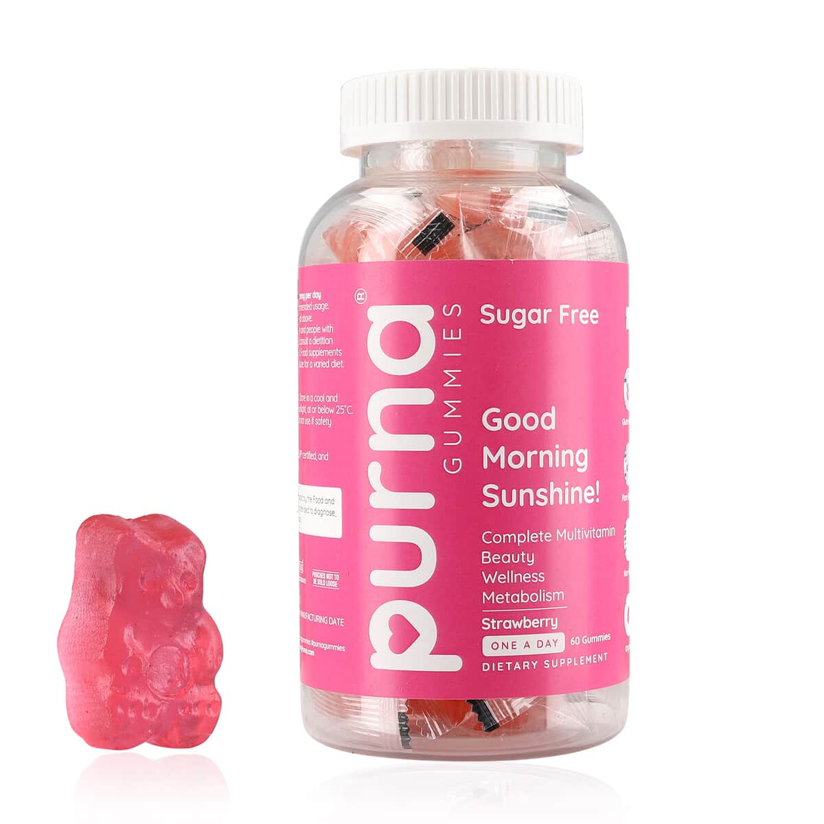 Purna Sugar Free Strawberry Flavored Complete Multivitamin Gummies (60 Gummies) image number 0