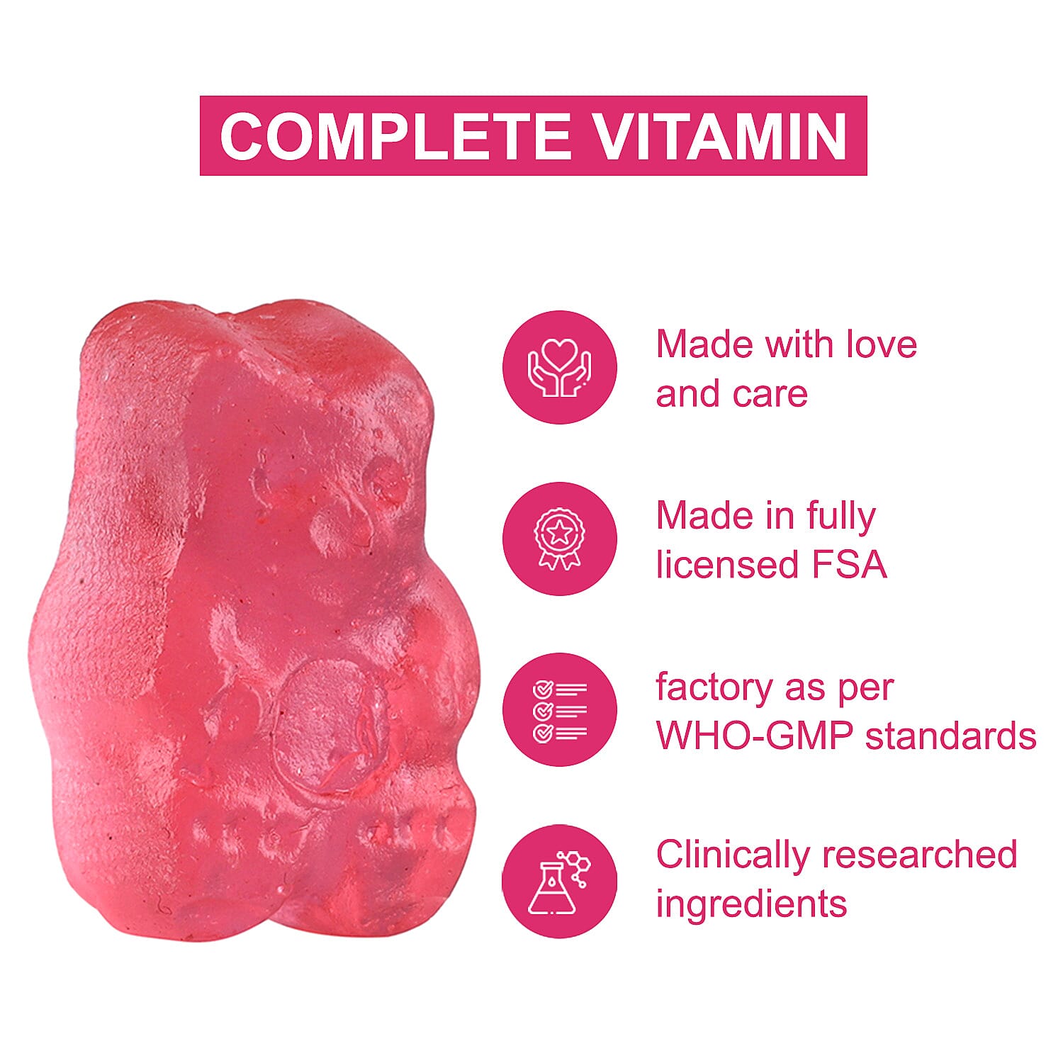 Purna Sugar Free Strawberry Flavored Complete Multivitamin Gummies (60 Gummies)