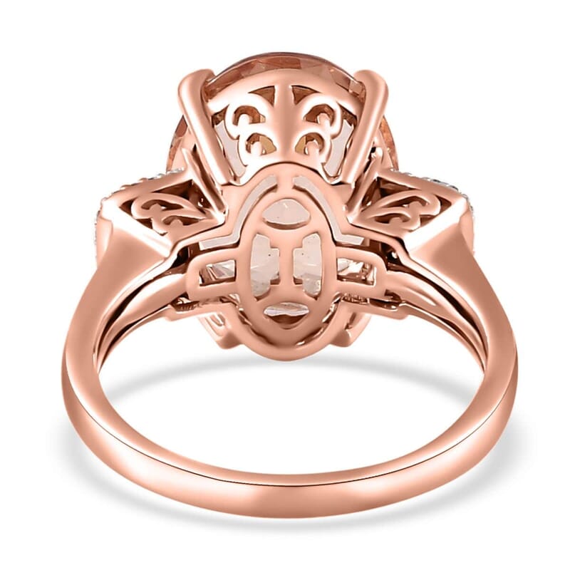 Iliana 18K Rose Gold AAA Marropino Morganite, Diamond (G-H, SI) Ring (Size 10.0) (5.30 g) 8.45 ctw