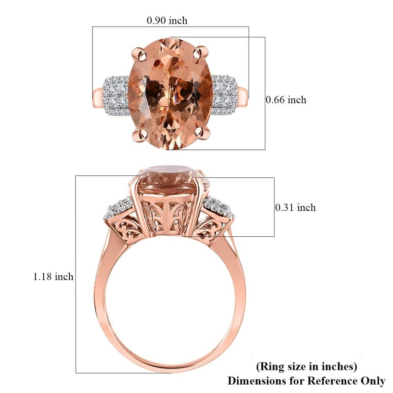 Iliana 18K Rose Gold AAA Marropino Morganite, Diamond (G-H, SI) Ring (Size 10.0) (5.30 g) 8.45 ctw