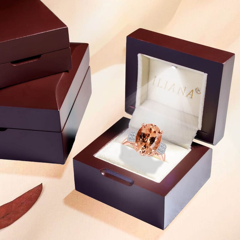 Iliana 18K Rose Gold AAA Marropino Morganite, Diamond (G-H, SI) Ring (Size 10.0) (5.30 g) 8.45 ctw