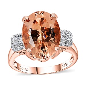 Iliana 18K Rose Gold AAA Marropino Morganite, Diamond (G-H, SI) Ring (Size 5.0) (5.30 g) 8.45 ctw